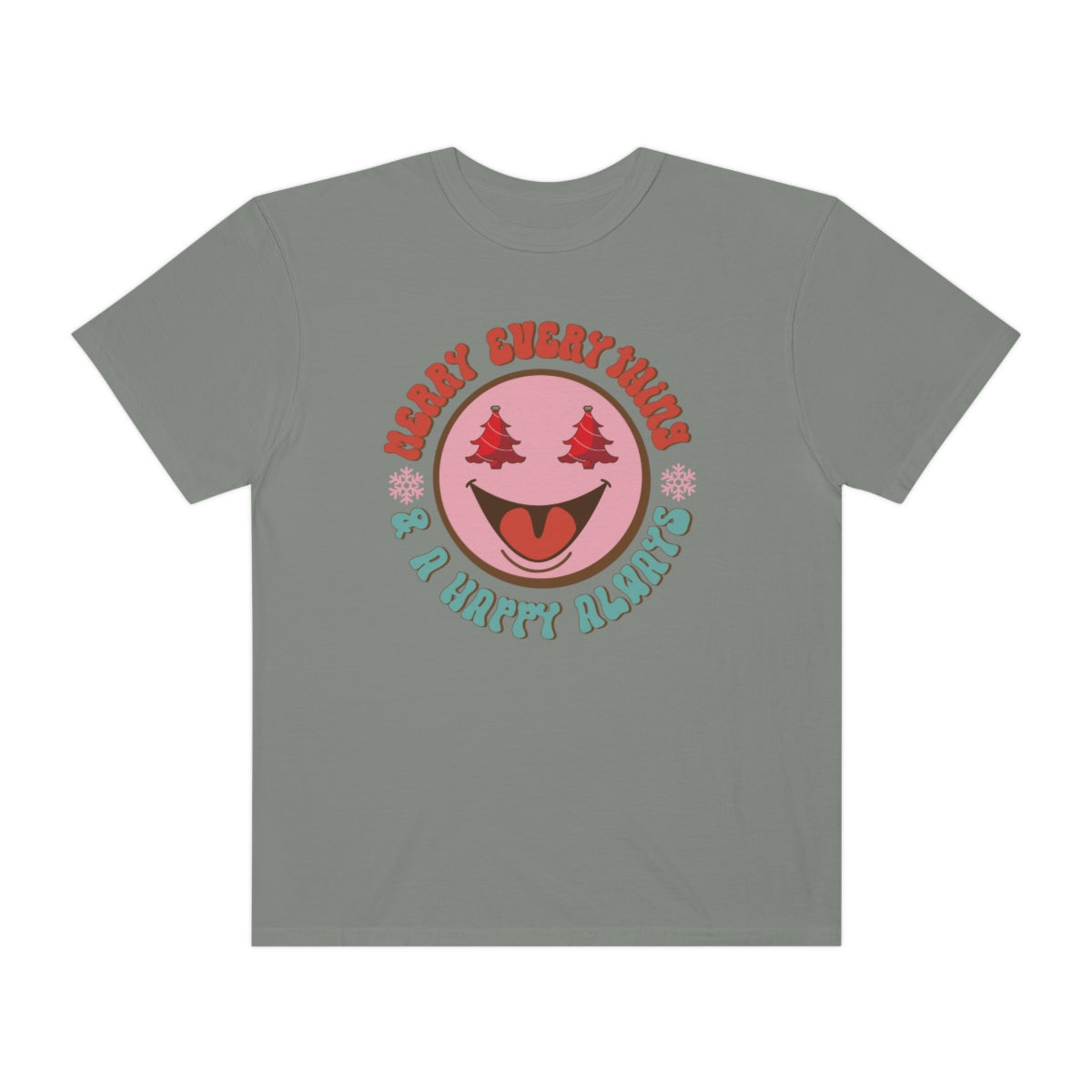 Merry Everything Happy Always Happy Face Retro Christmas Tshirt