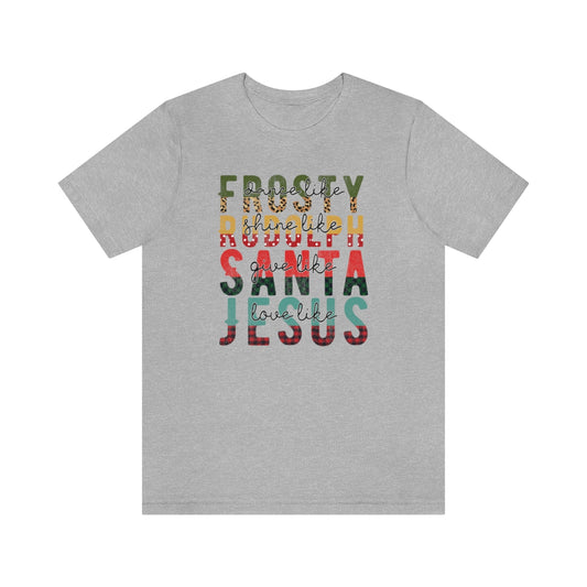 Frosty Rudolph Santa Jesus Christmas Tshirt