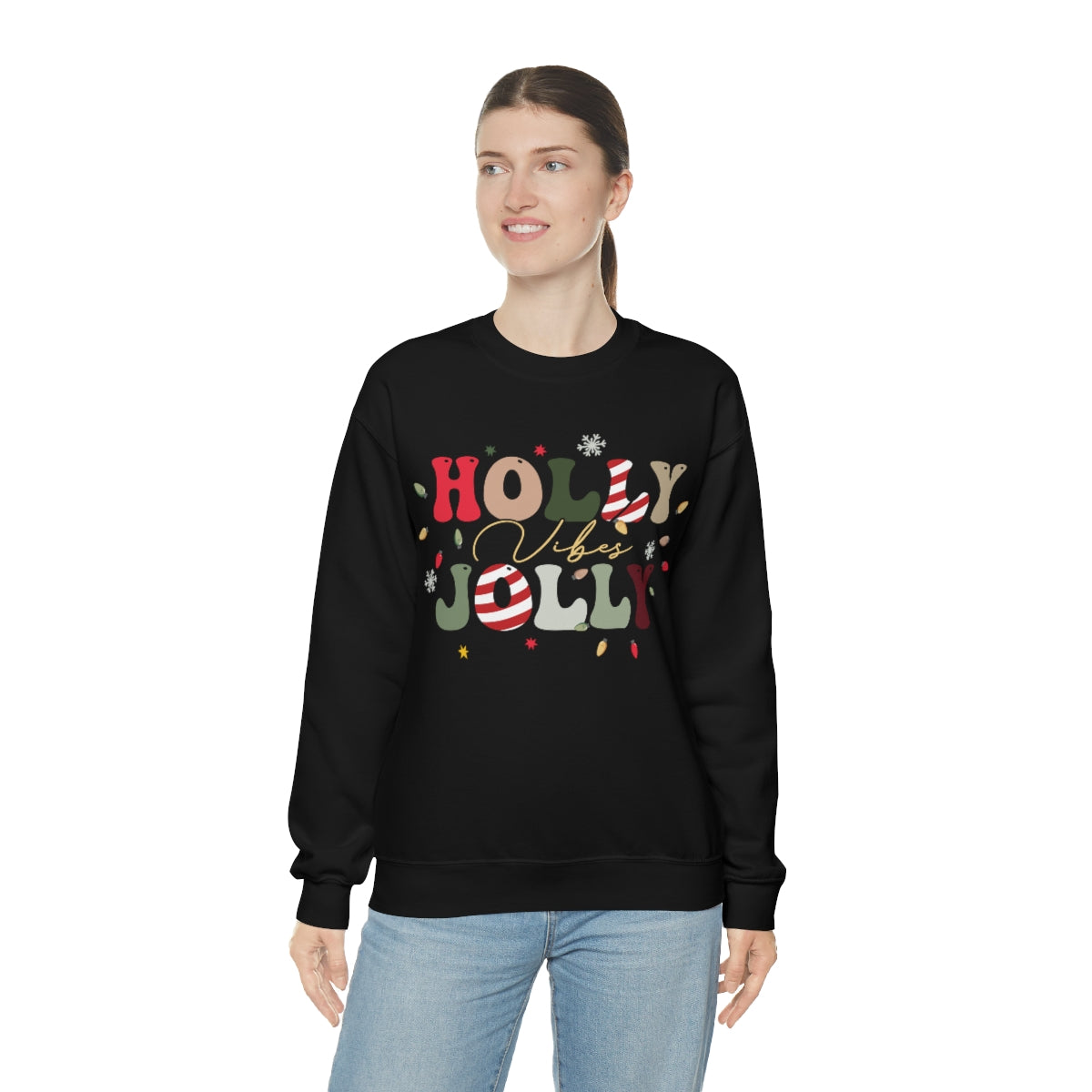 Holly Jolly Vibes with Lights Christmas Sweatshirt