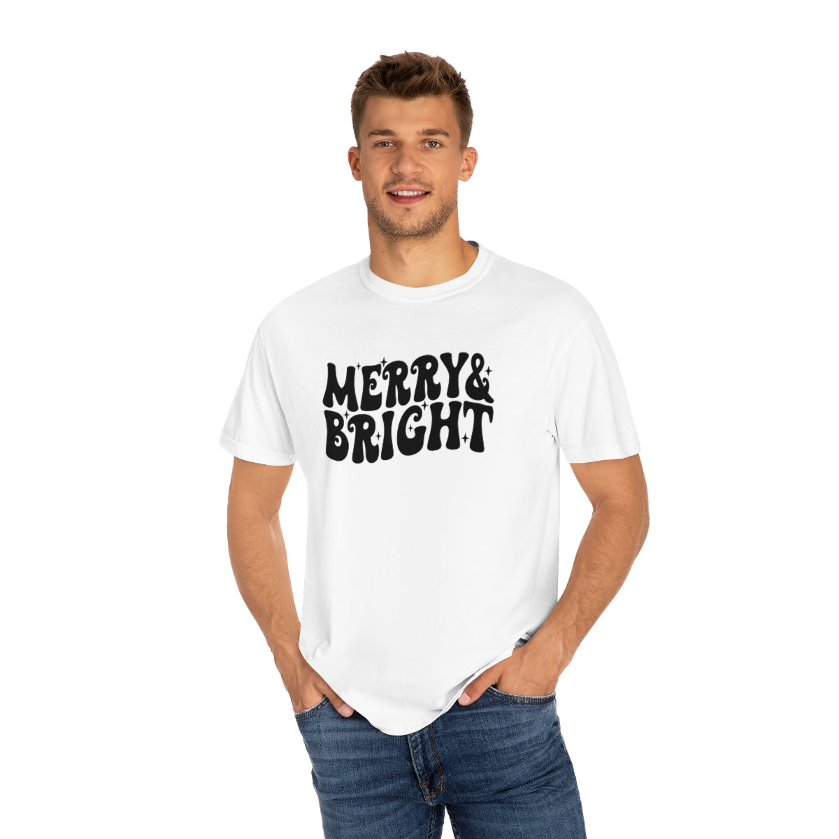 Merry & Bright Groovy Retro Christmas T-Shirt
