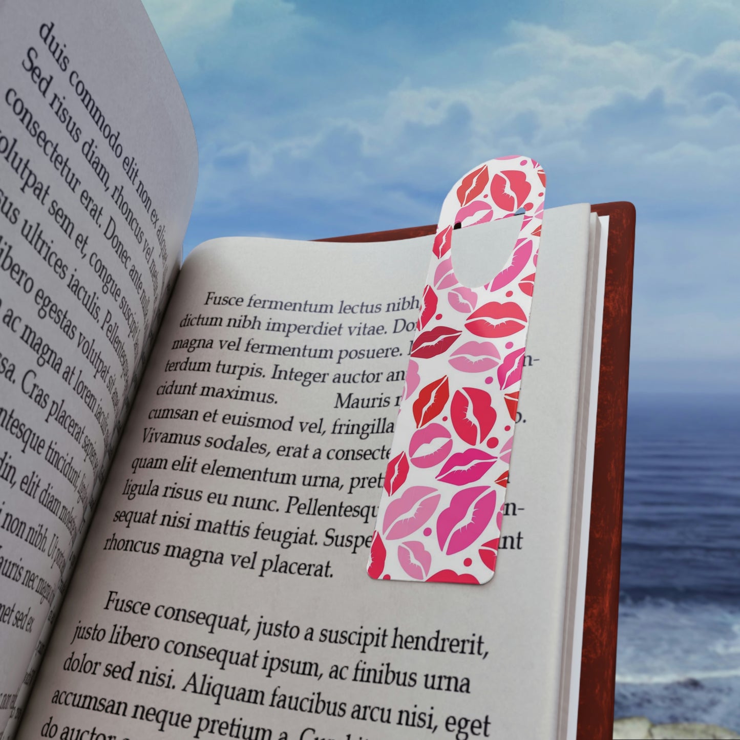 Repeating Lips Kisses Valentines Day Bookmark