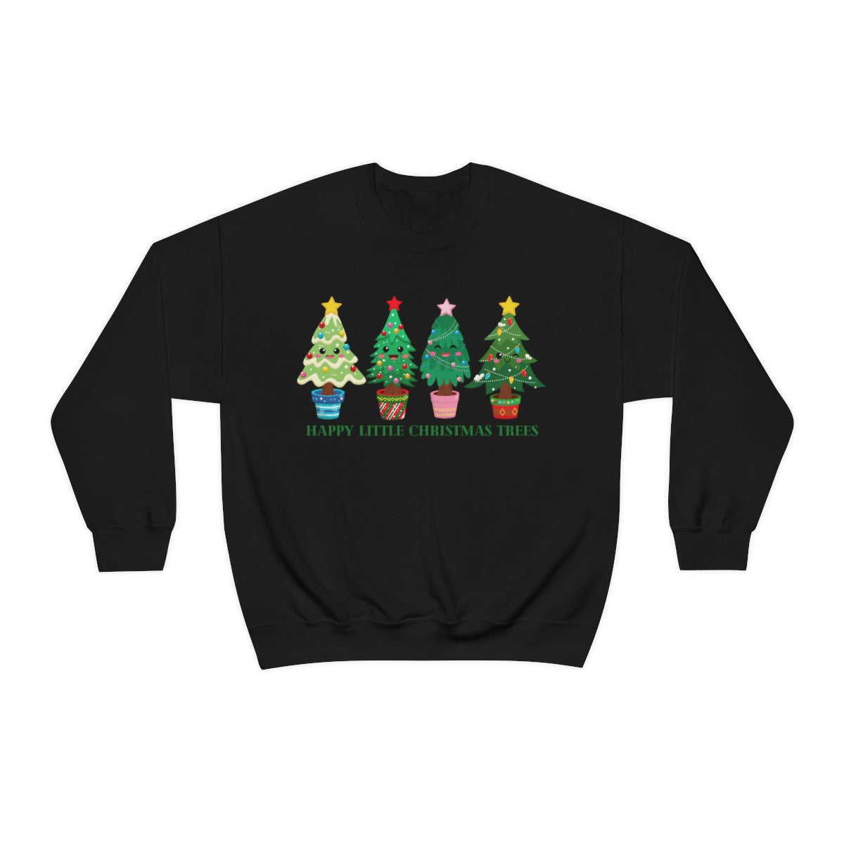 Happy Little Christmas Trees Xmas Holiday Sweatshirt