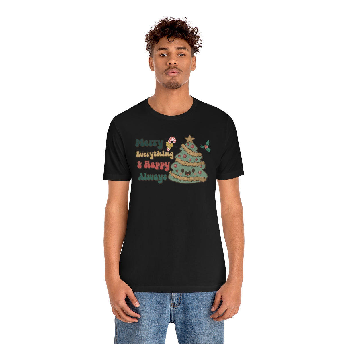 Merry Everything Tree Retro Christmas Tshirt