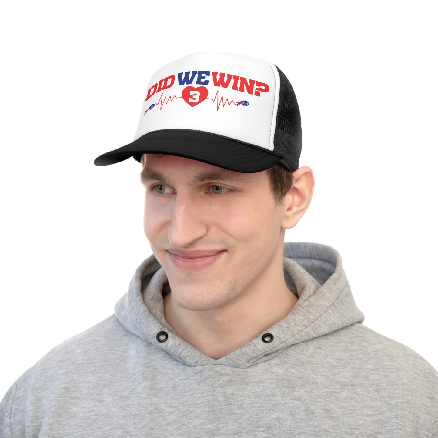 Did We Win? Damar Hamlin #3 Heartbeat Buffalo Bills Trucker Hat