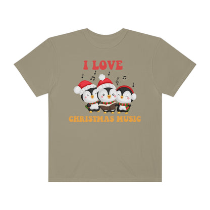 Cute I love Christmas Music Singing Caroling Penguins Holiday Xmas TShirt