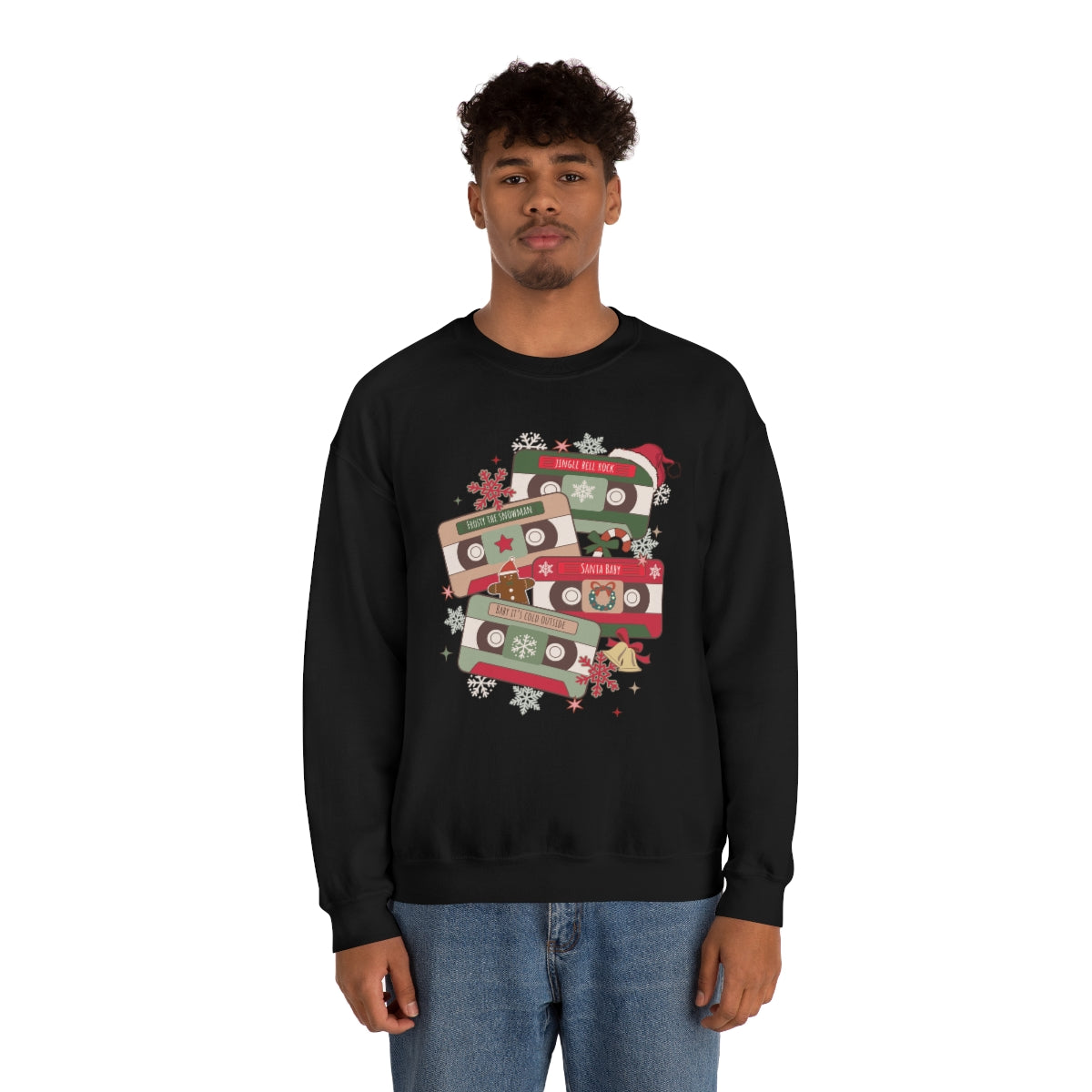 Retro Cassette Christmas Music Sweatshirt