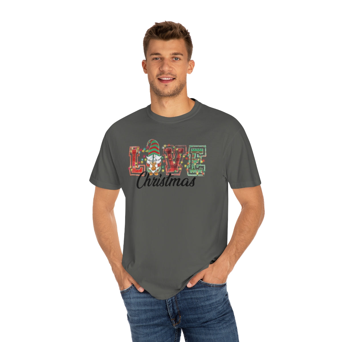 Love Christmas Cute Gnome Lights Christmas Tshirt