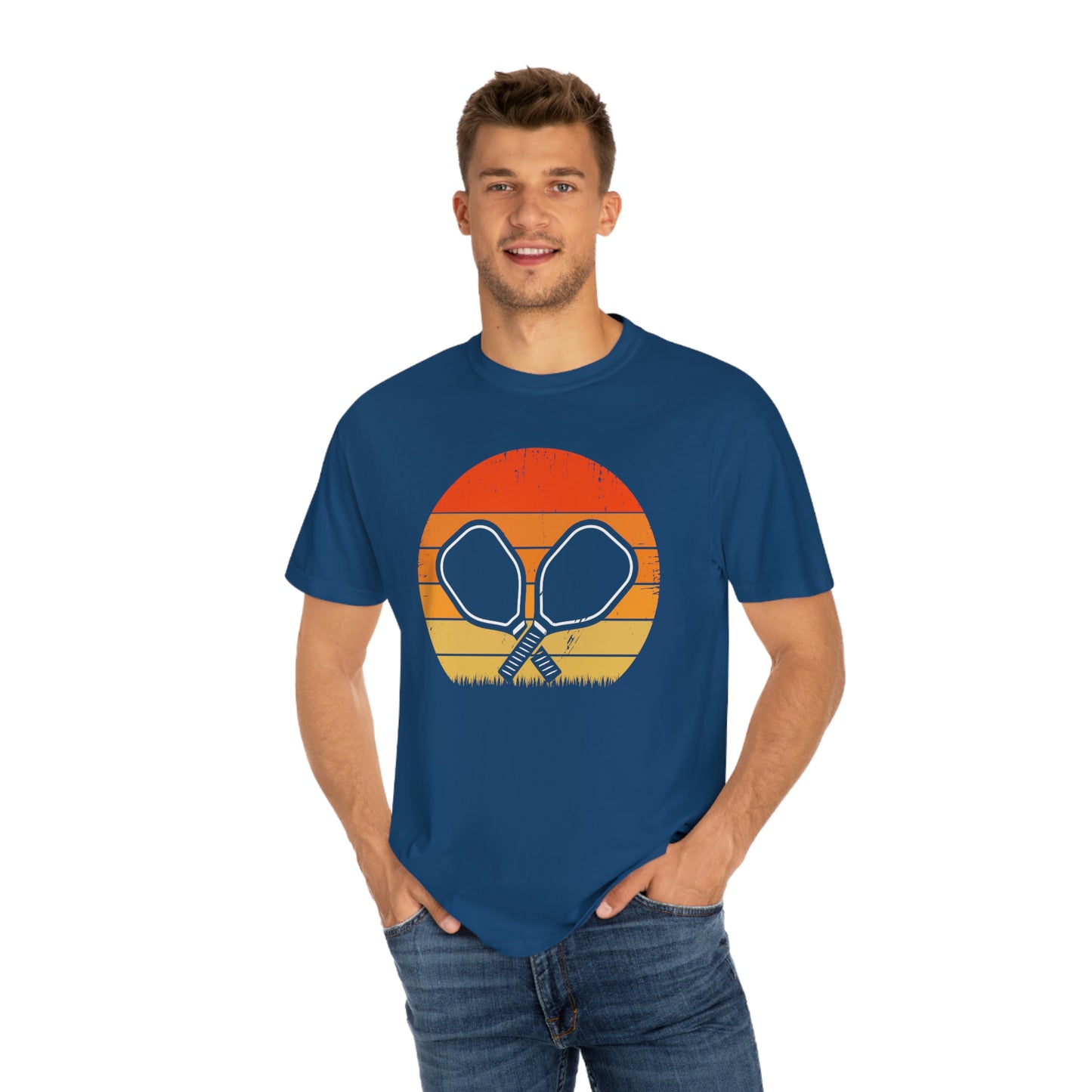 Simple Retro Pickleball Player Gradient Design Tshirt