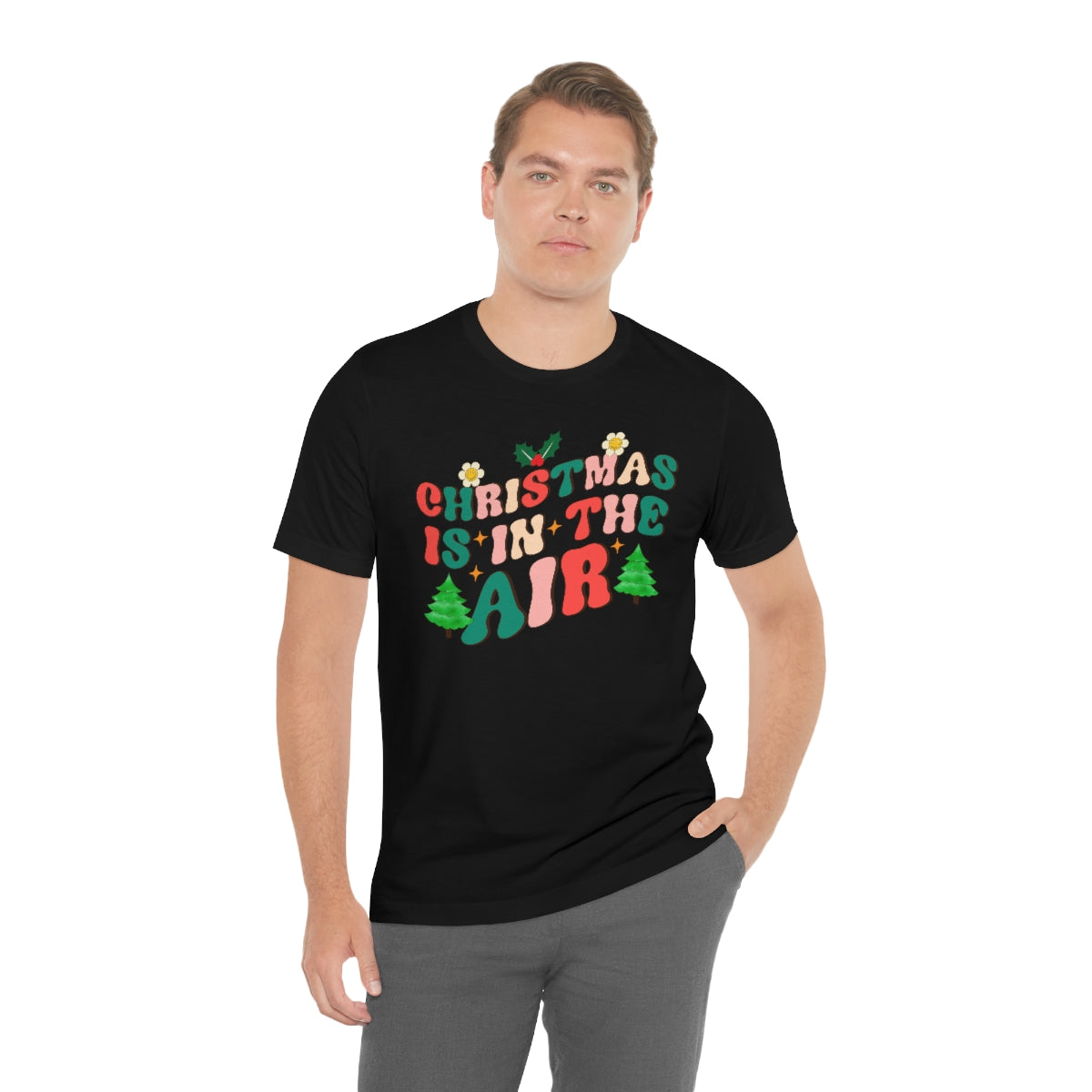 Retro Christmas is in the Air Cute Xmas Trees Holiday Tshirt