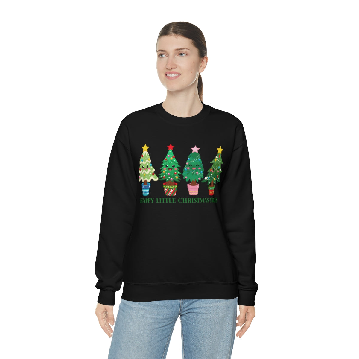 Happy Little Christmas Trees Xmas Holiday Sweatshirt