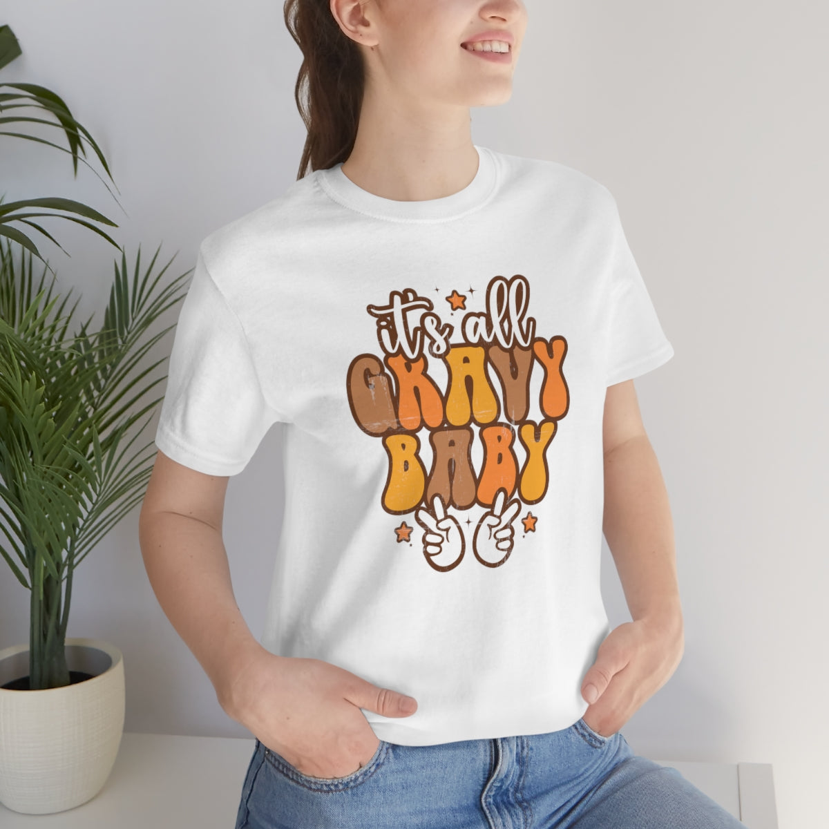 It's All Gravy Baby Thanksgiving Teeshirt on Unisex Jersey Short Sleeve Tee