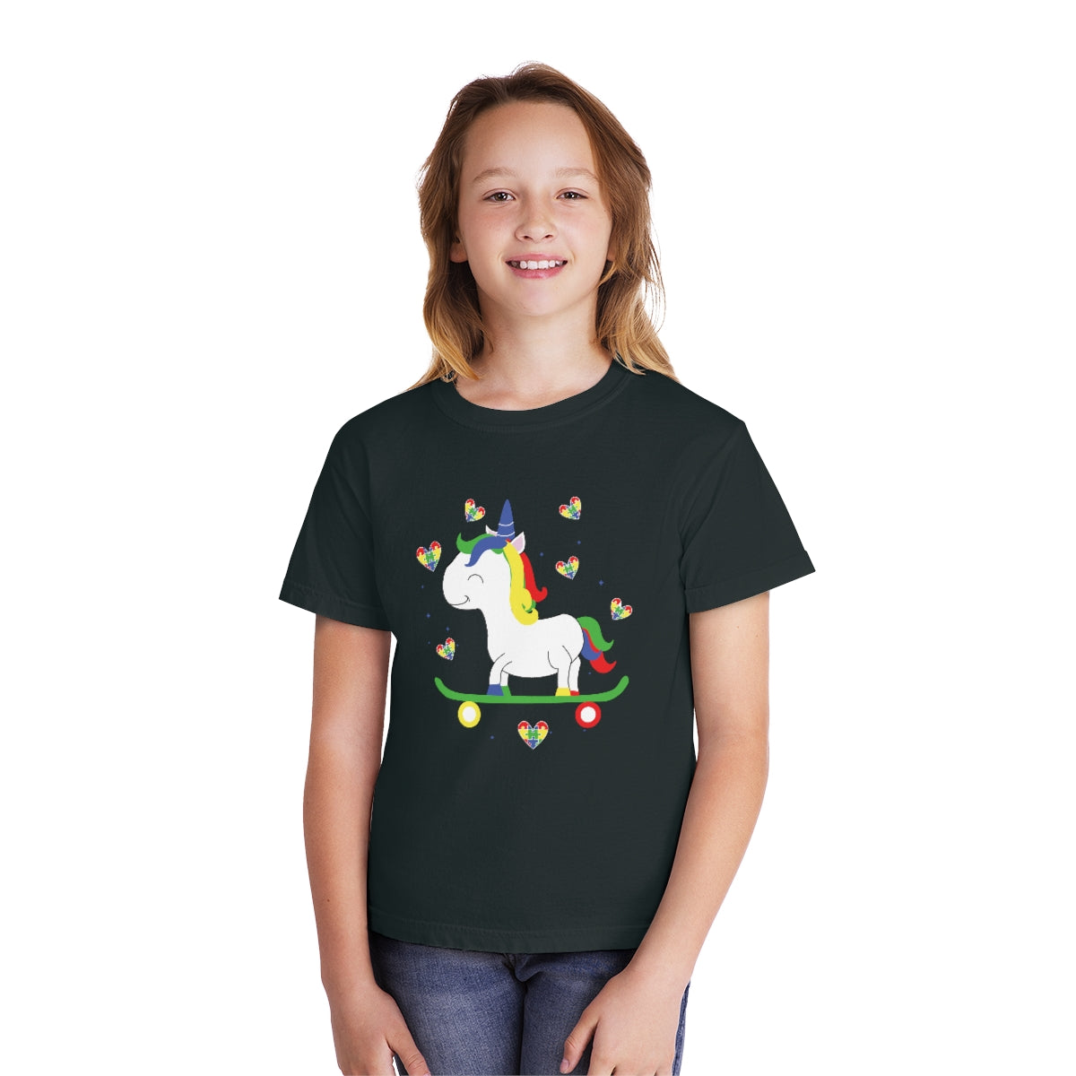 Autism Unicorn Skateboarding Youth Midweight Tshirt