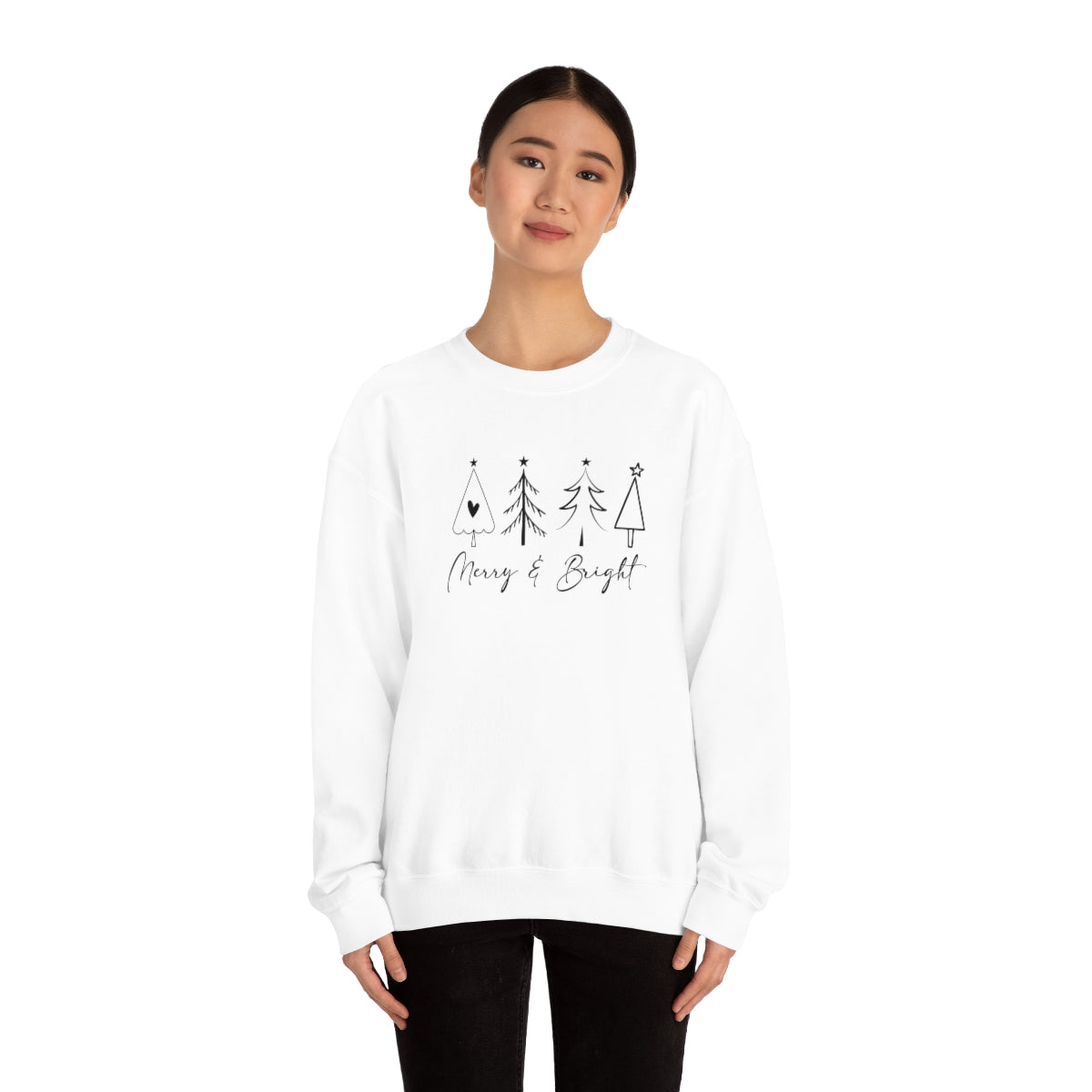 Merry & Bright Simple Christmas Xmas Trees Holiday Sweatshirt