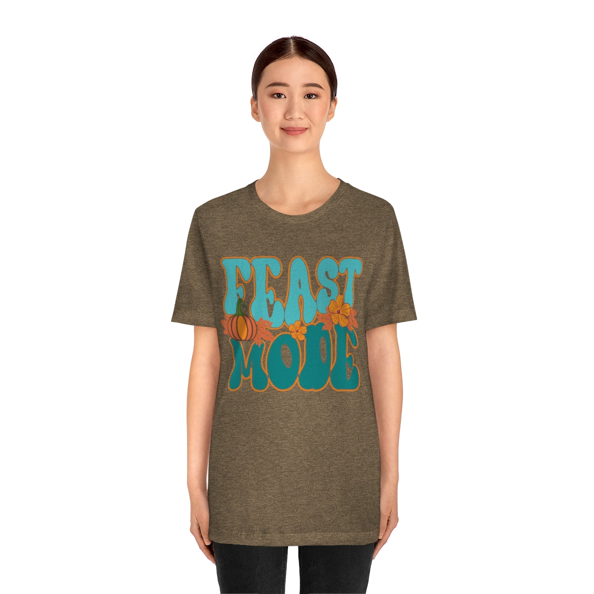 Feast Mode Cute Thanksgiving Tshirt Design | Thanksgiving TShirt | Thanksgiving T-Shirt | Thanksgiving Teeshirt Design on Unisex Jersey Short Sleeve Tee