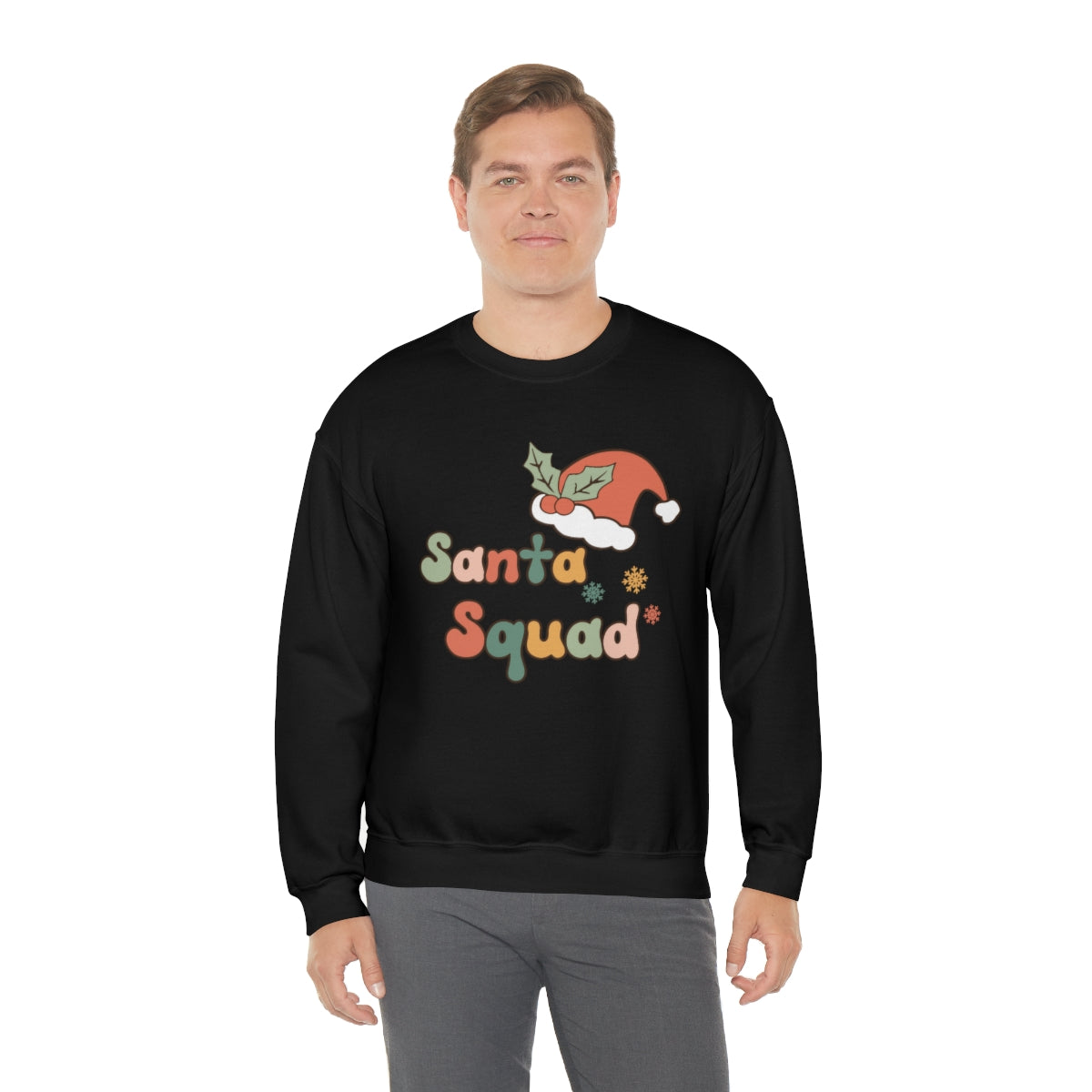 Santa Squad Groovy Retro Style Christmas Sweatshirt