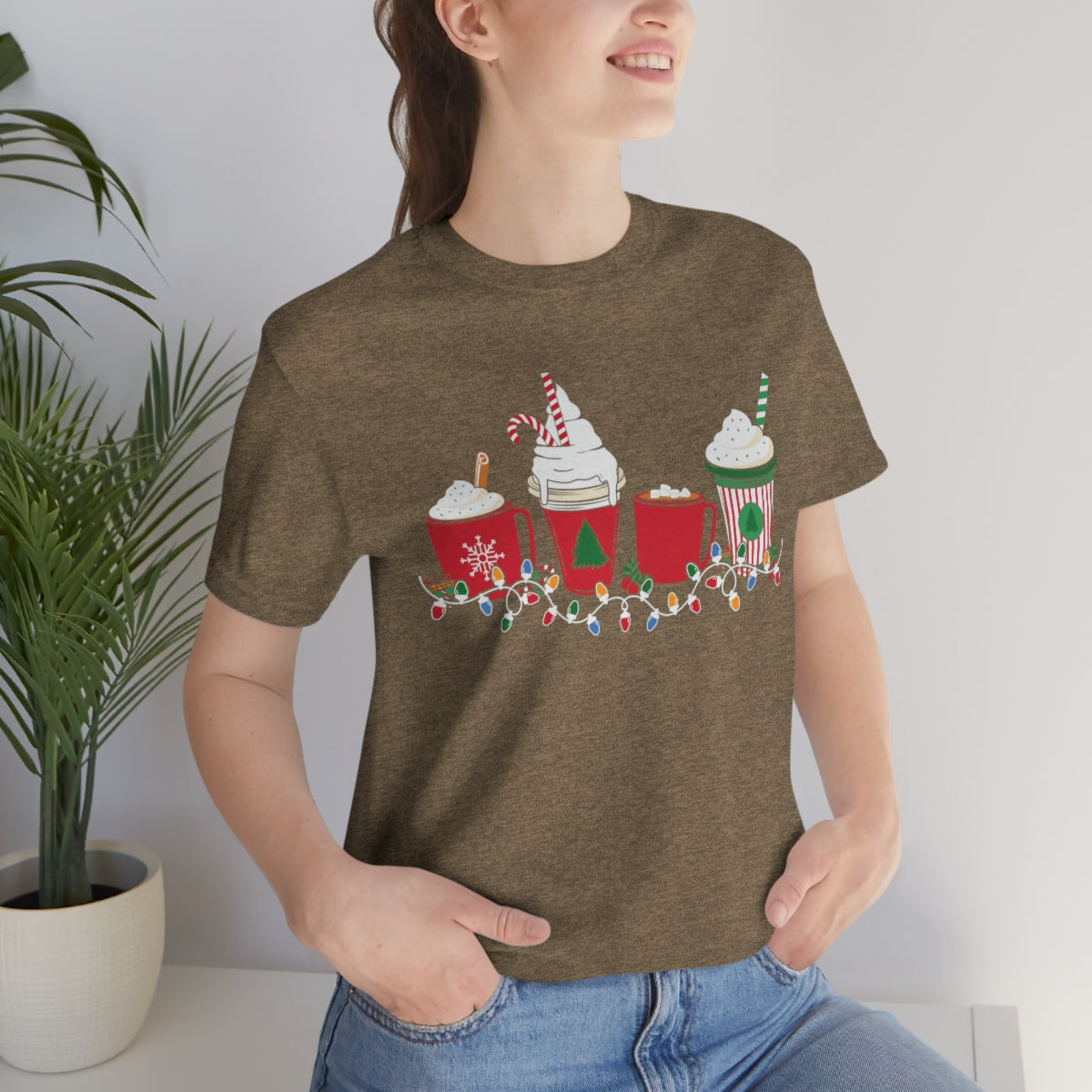 Starbucks Themed Peppermint Coffee Cups Christmas Holiday Tshirt