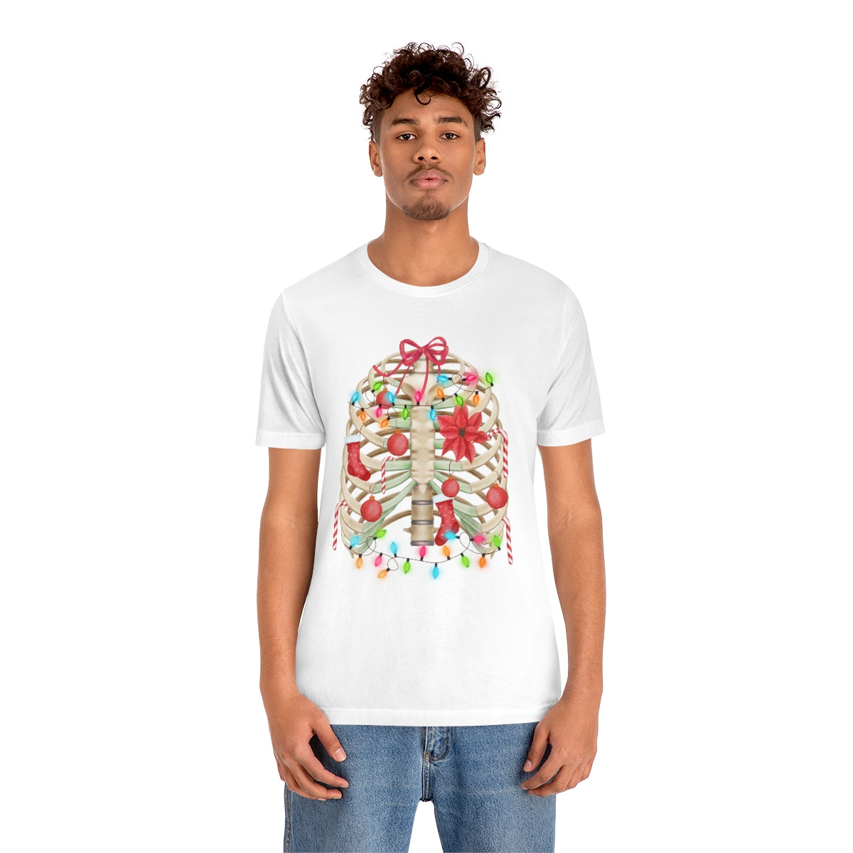 Skeleton Ribcage with Christmas Lights Tshirt