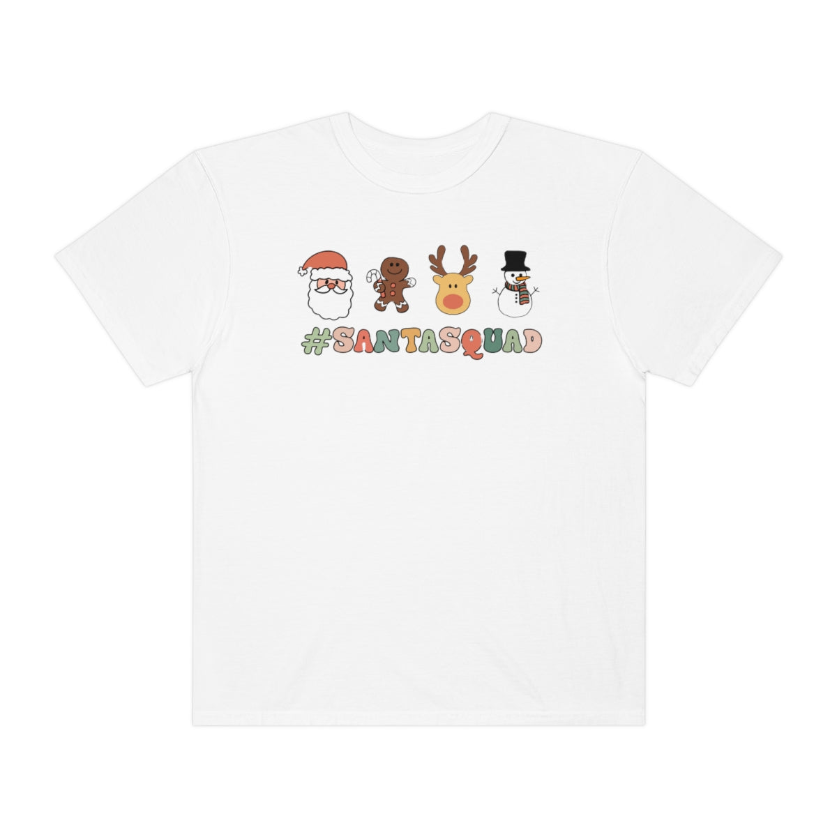 #santasquad Cute Retro Santa Reindeer Snowman Christmas Tshirt