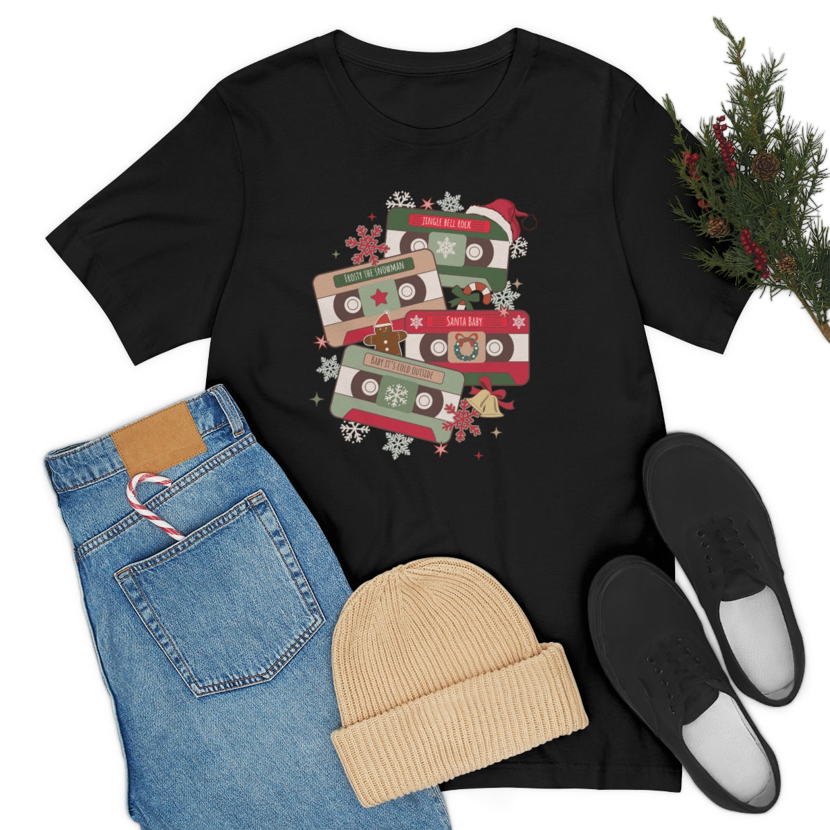 Retro Christmas Music Cassette Tape Christmas Tshirt