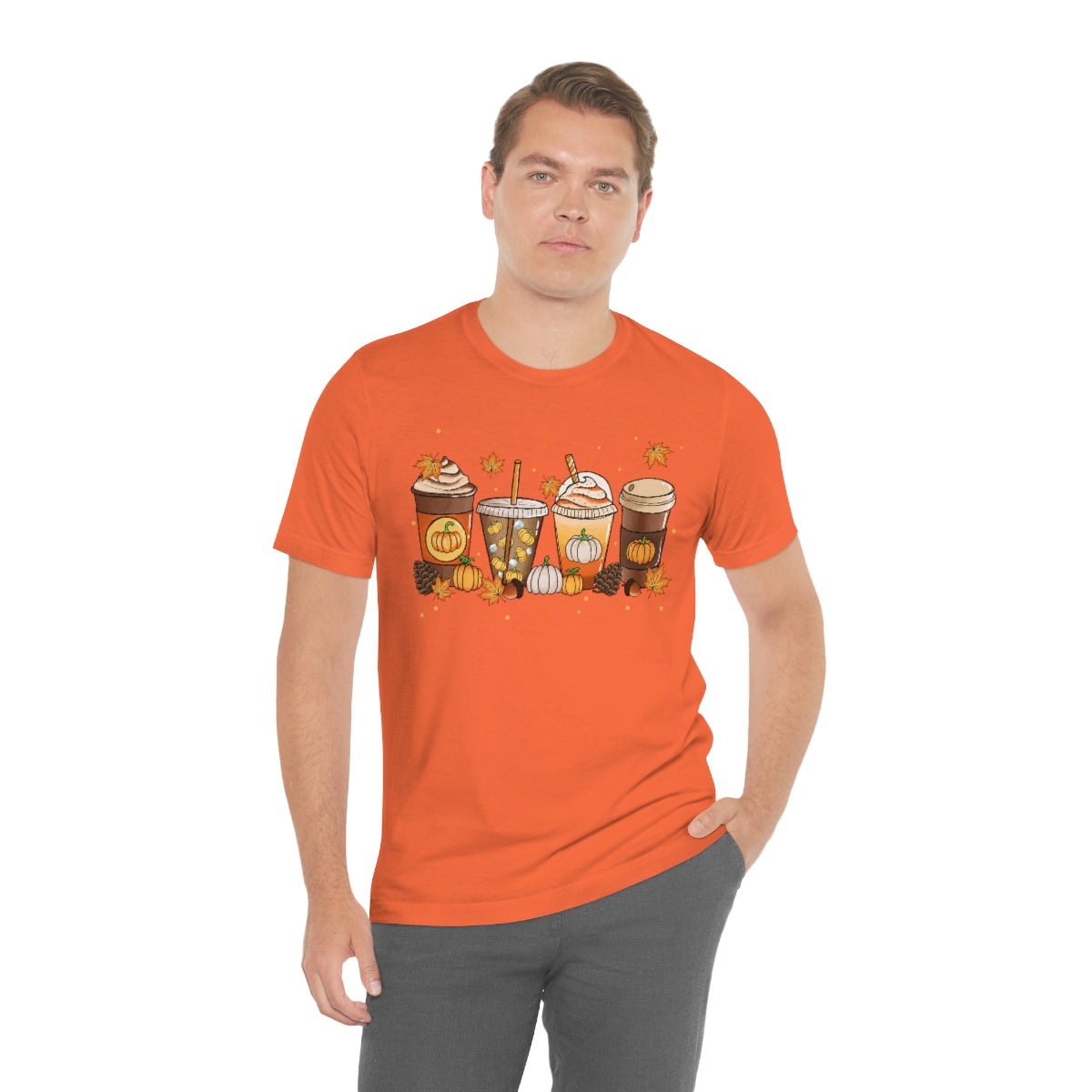 Fall Coffee Shirt Pumpkin Spice Coffee Design Short Sleeve Tshirt