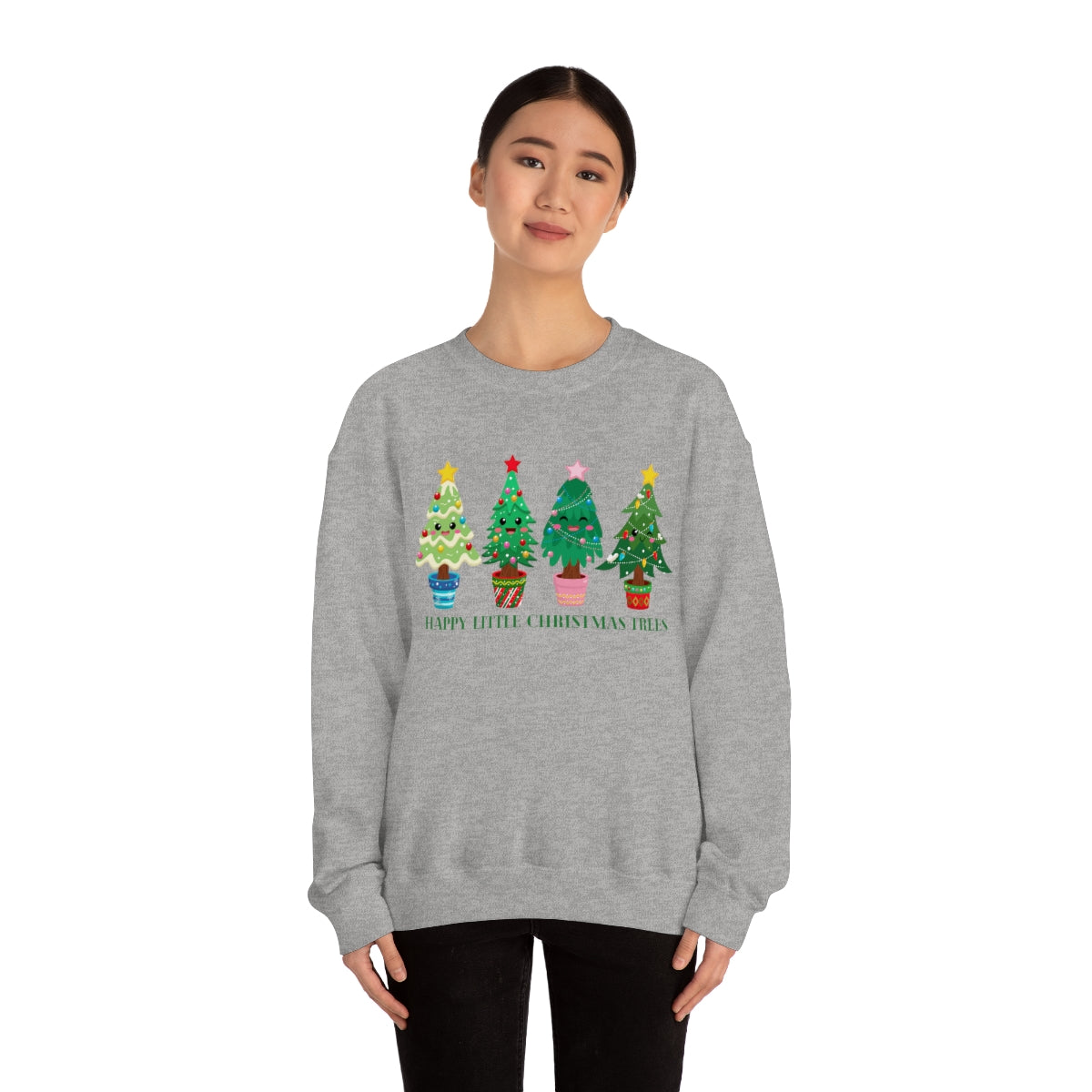 Happy Little Christmas Trees Xmas Holiday Sweatshirt