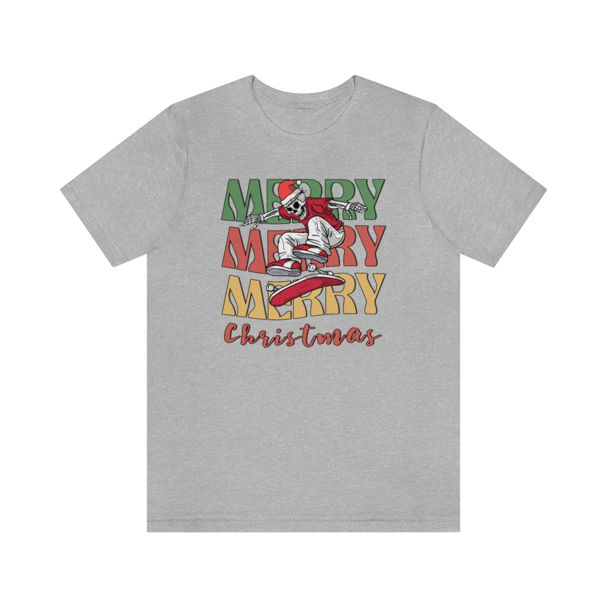 Merry Christmas Skeleton Skateboarding Retro Christmas Tshirt