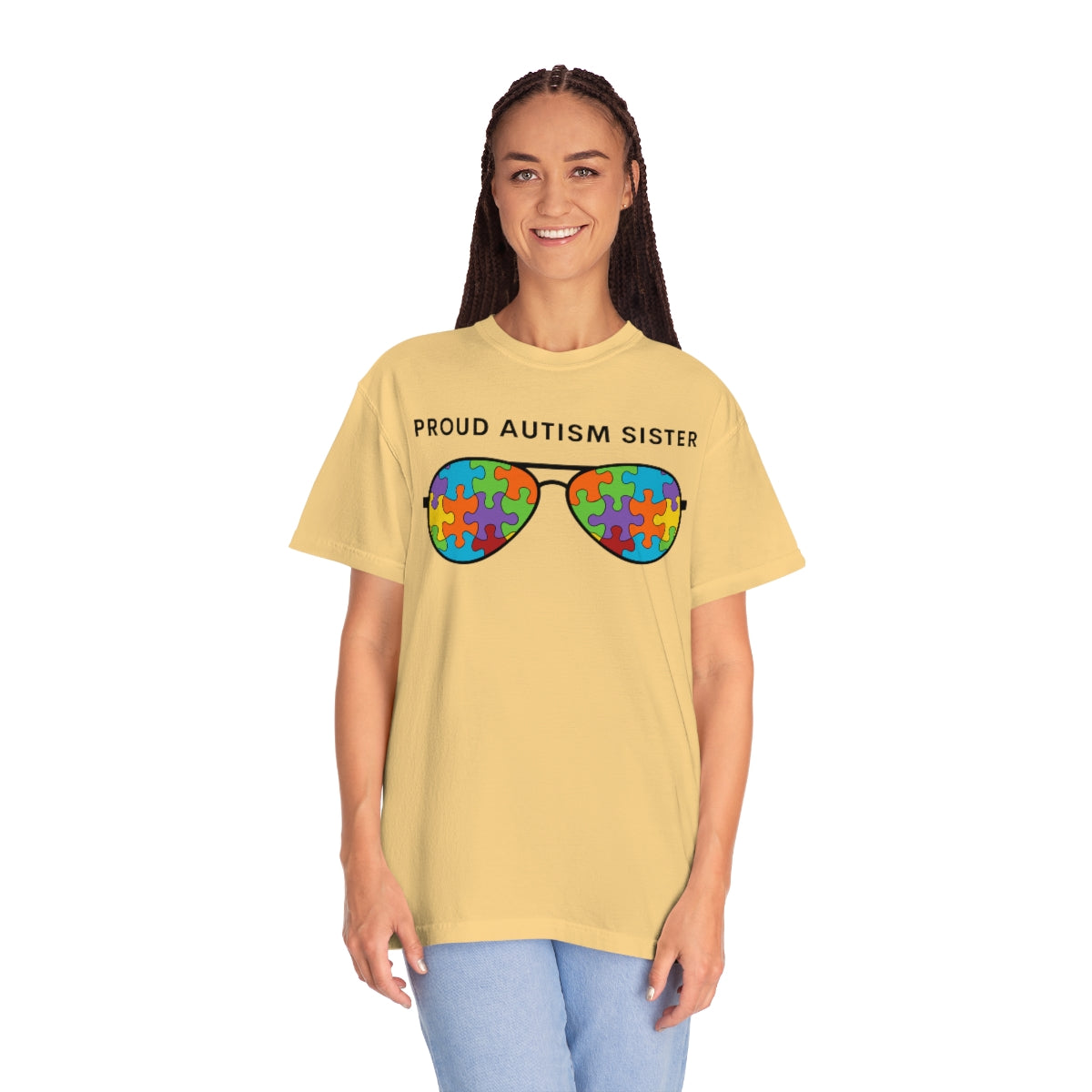 Proud Autism Sister Sunglasses Puzzle Pieces Autism Awareness Tshirt