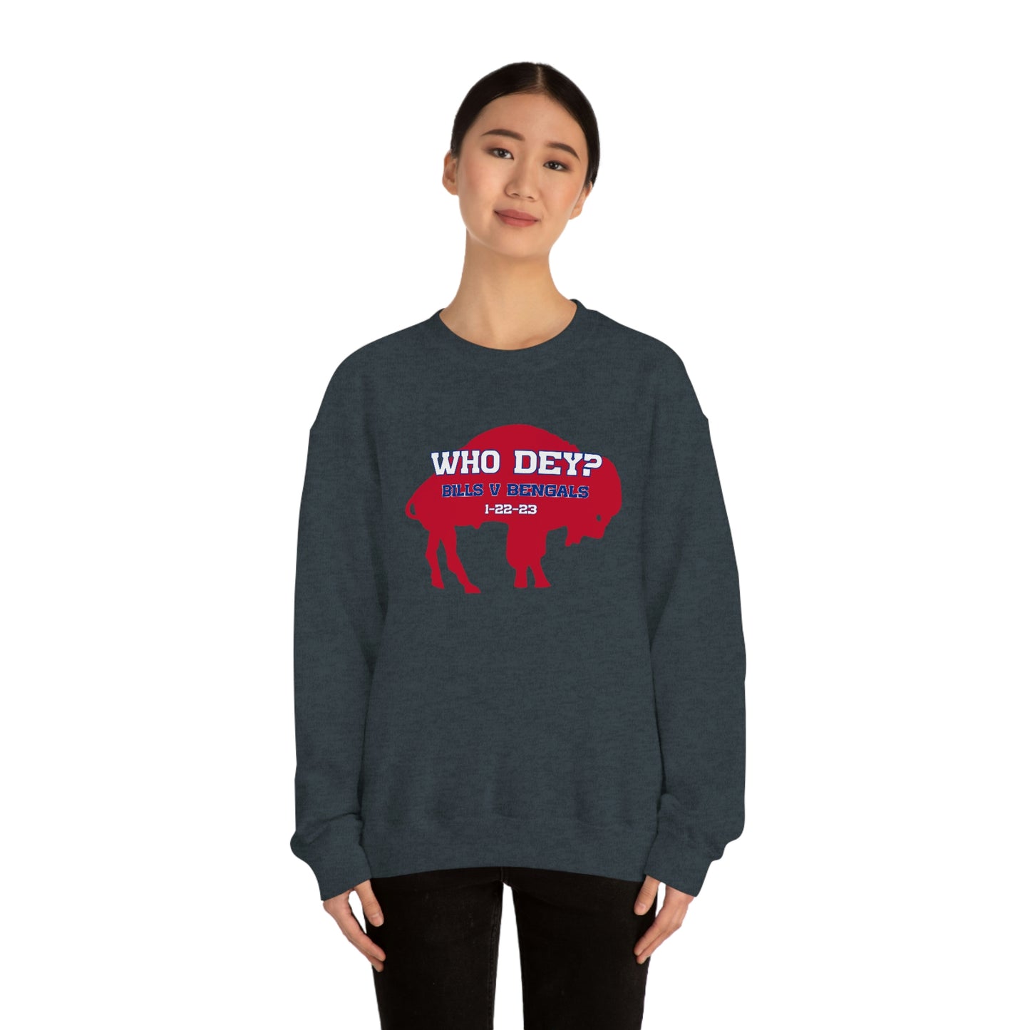 Who Dey? 1-22-23 Bills v. Bengals Buffalo Bills Football Bills Mafia Crewneck Sweatshirt