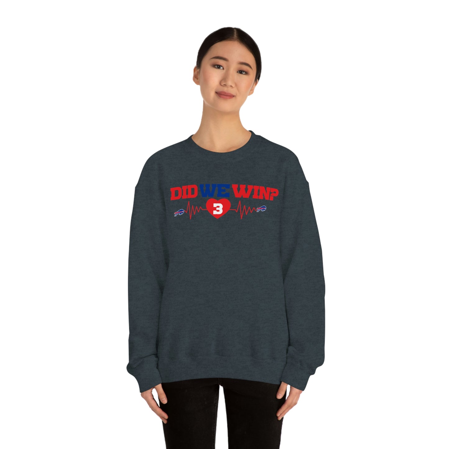 Did We Win? Heartbeat #3 Damar Hamlin Buffalo Bills Logo Crewneck Sweatshirt